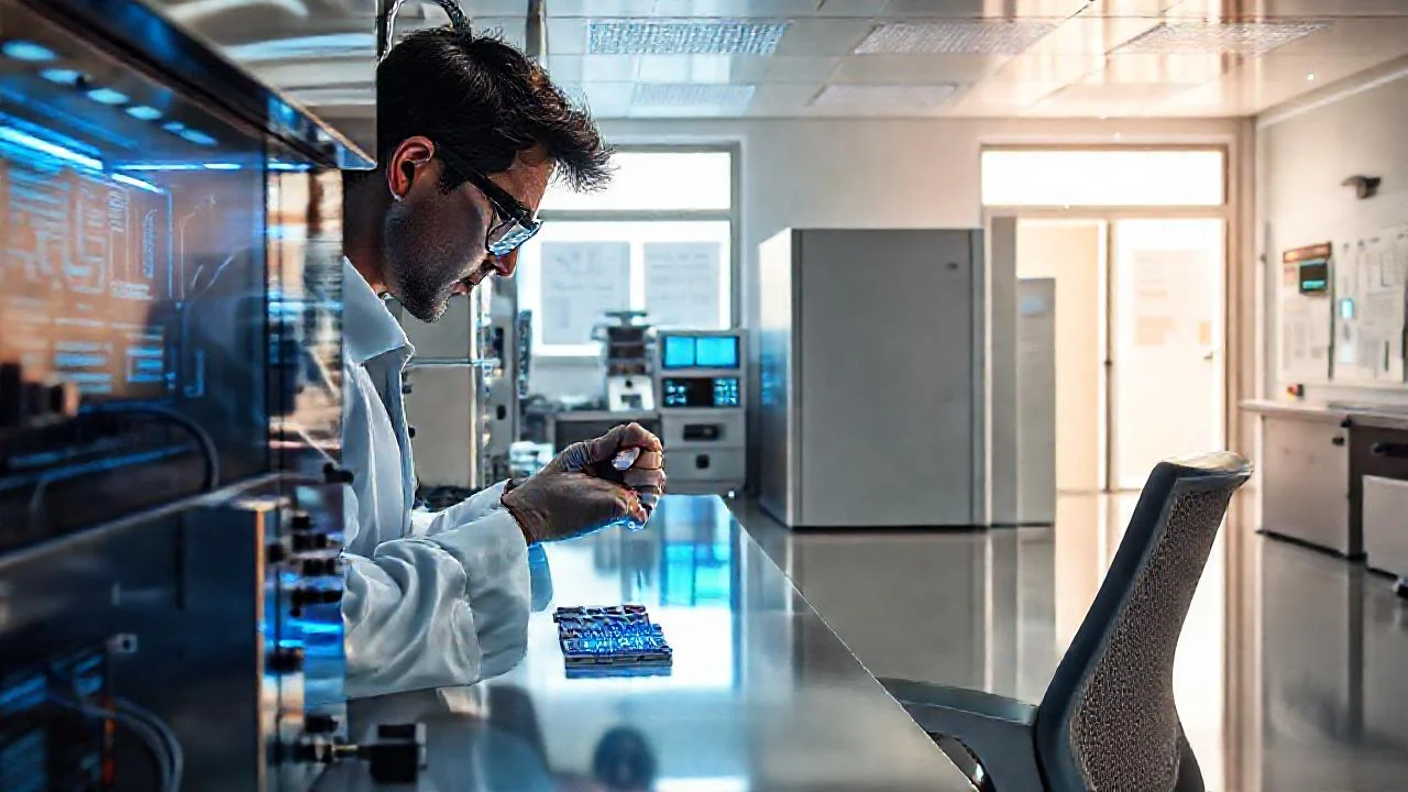 Laboratorio moderno, precisión y calma técnica