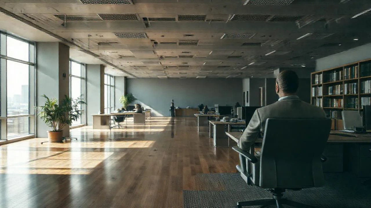Oficina profesional, silenciosa y ligeramente activa