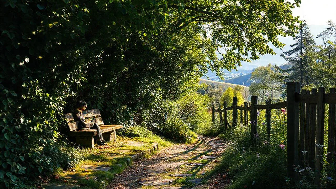 Tranquilidad silvestre en un jardín antiguo