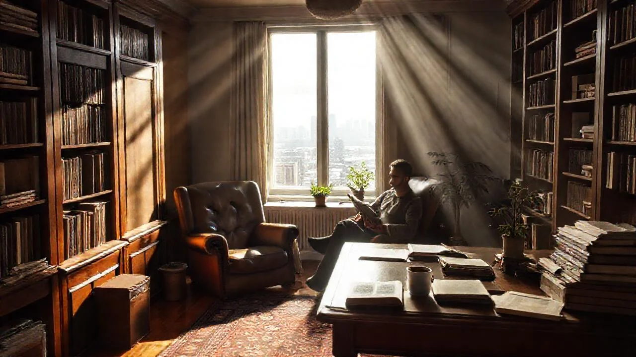 Luz ilumina estudio, quietud y reflexión