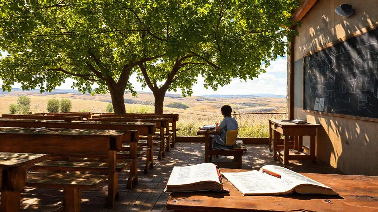 Un aula al aire libre, tranquila y luminosa