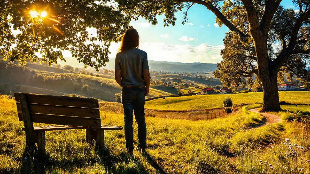 Solitario observa un paisaje sereno