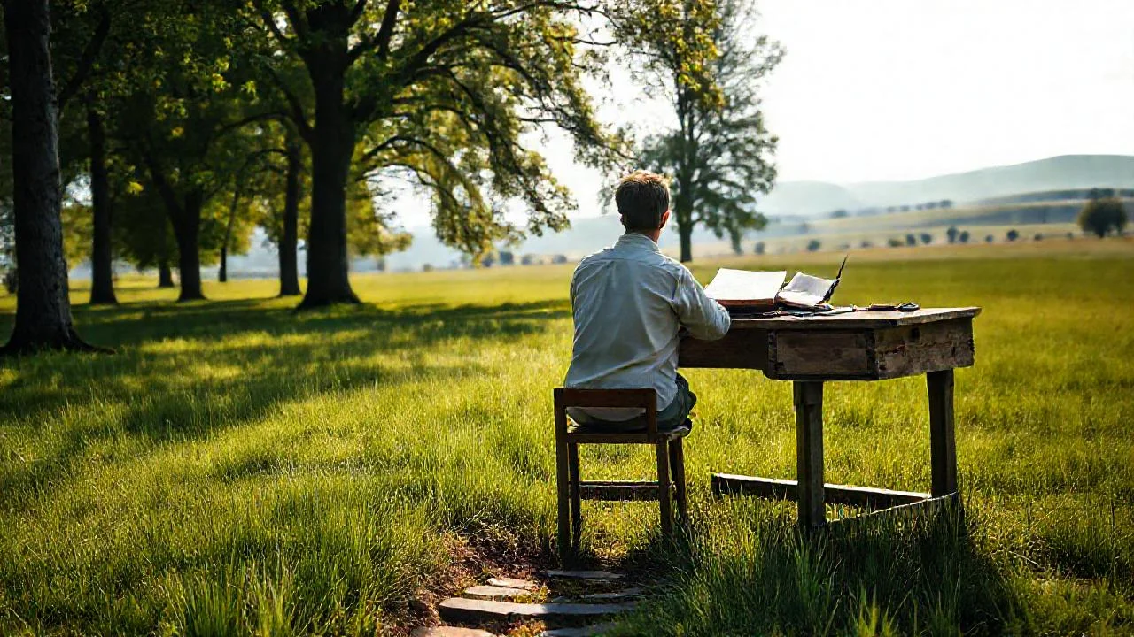 Un hombre lee, en paz