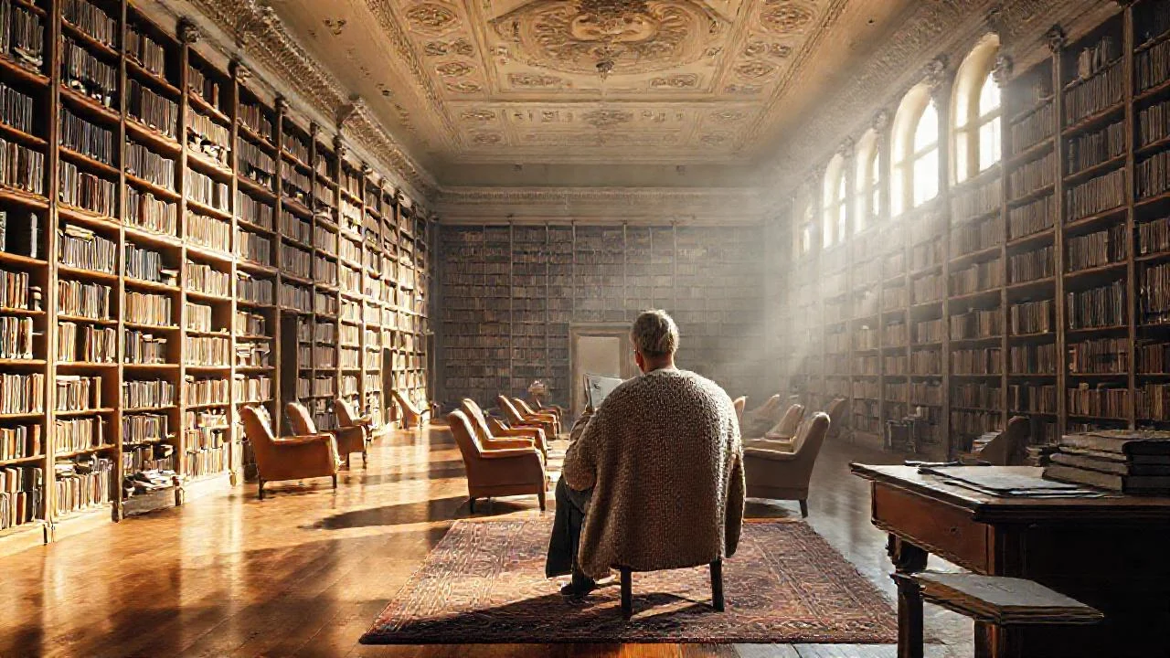 Una biblioteca tranquila y luminosa espera