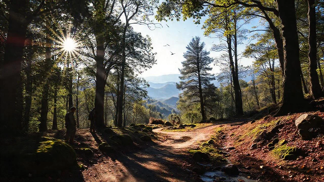 Bosque sereno y misterioso, profundo y vasto