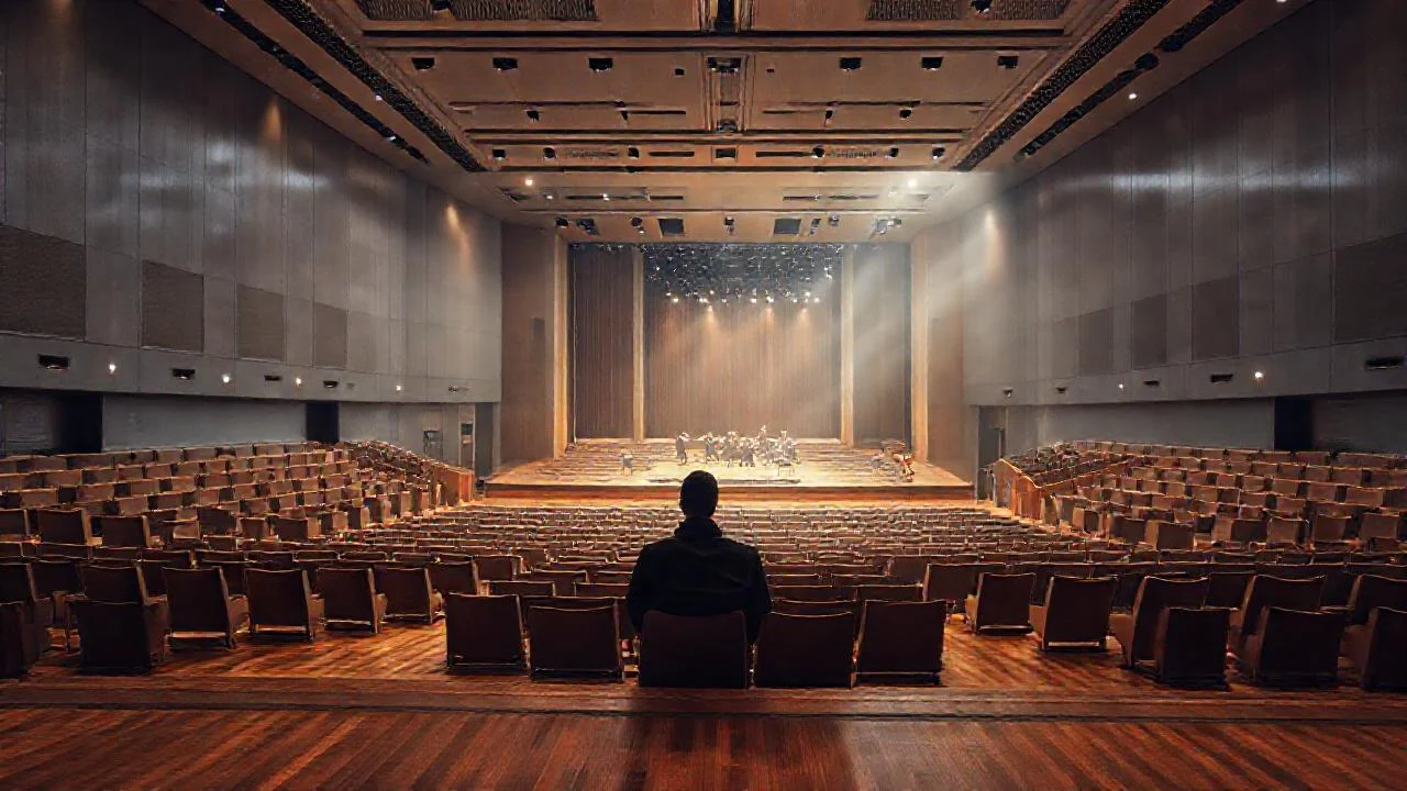 Un salón de concierto moderno y silencioso