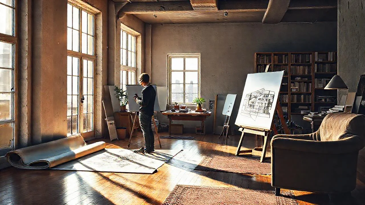 Artista crea en luz tranquila