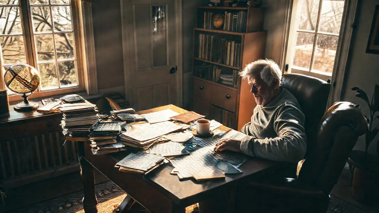 Un hombre reflexivo disfruta la luz cálida