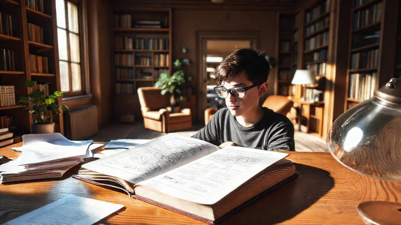 Un estudiante estudia en quietud