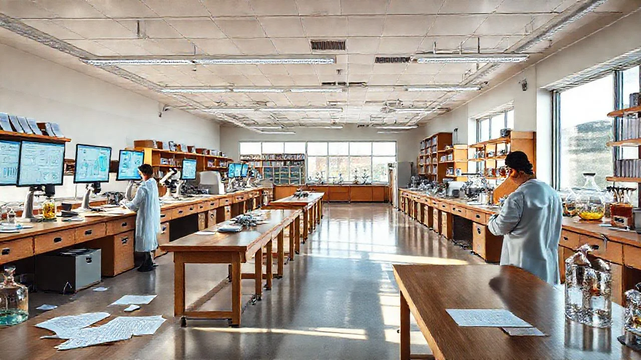 Laboratorio científico: investigación y detalle preciso