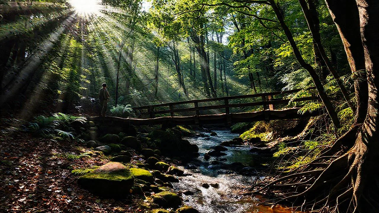 Bosque sereno, luz y quietud