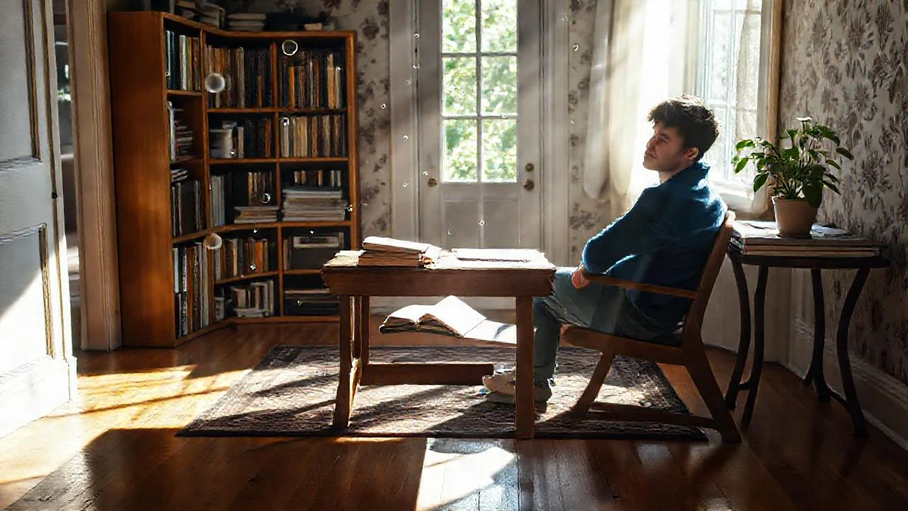 Estudio tranquilo, luz y libros