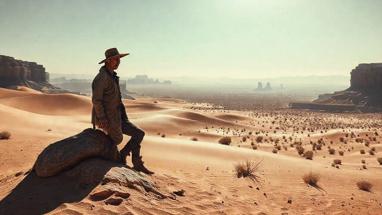 Un solitario explorador en árido silencio