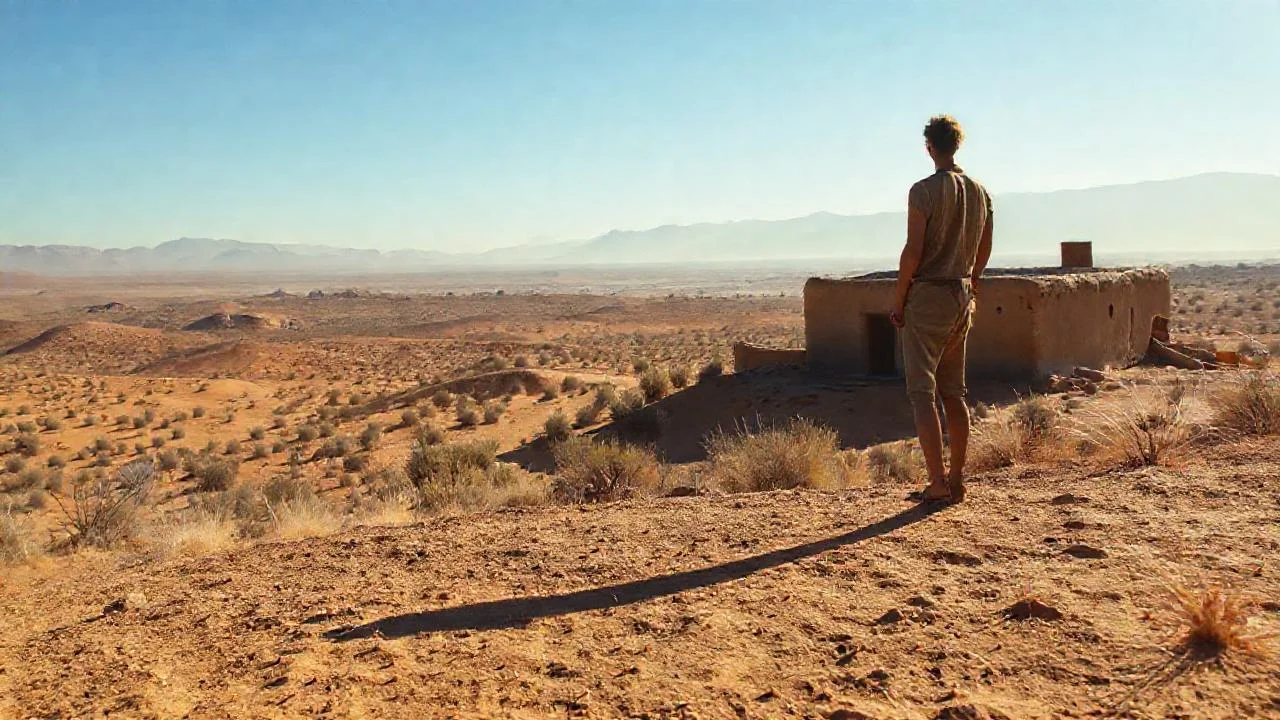 Un paisaje árido y solitario observa