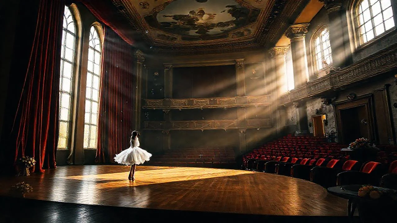 Escenario teatral, luz y danza