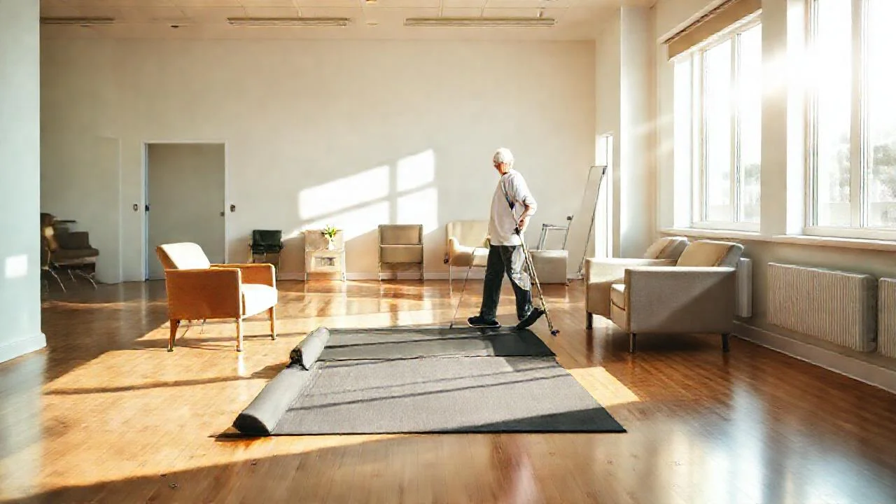 Un salón de fisioterapia cálido y sereno