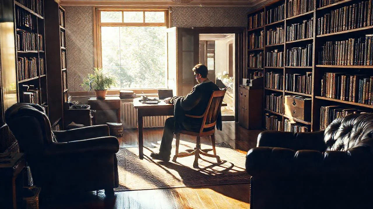 Un hombre reflexiona en estudio tranquilo