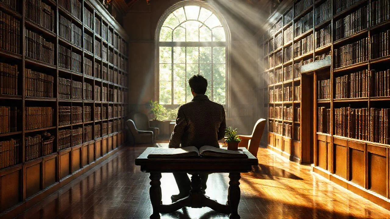 Un lector tranquilo en un espacio sereno
