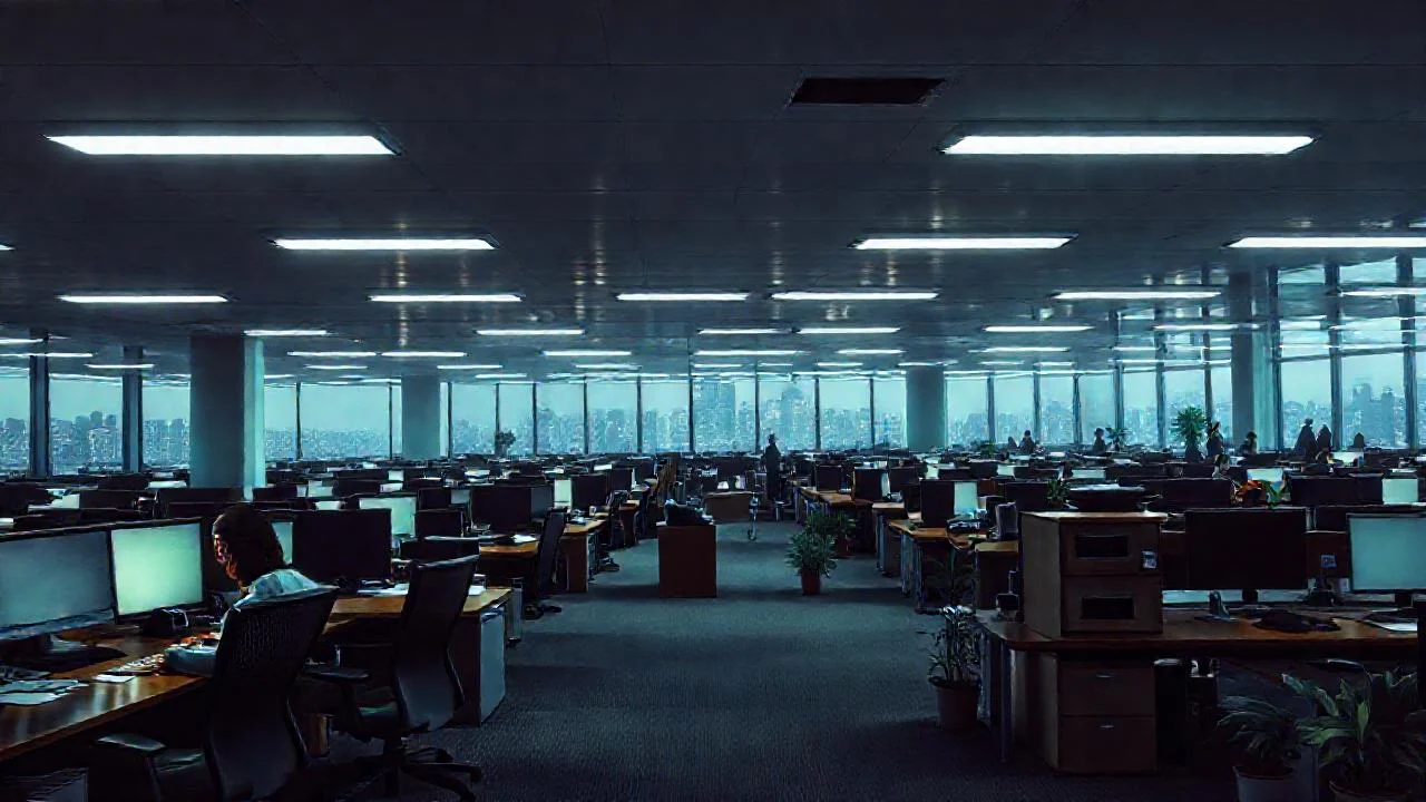 Oficina moderna, calma y enfocada