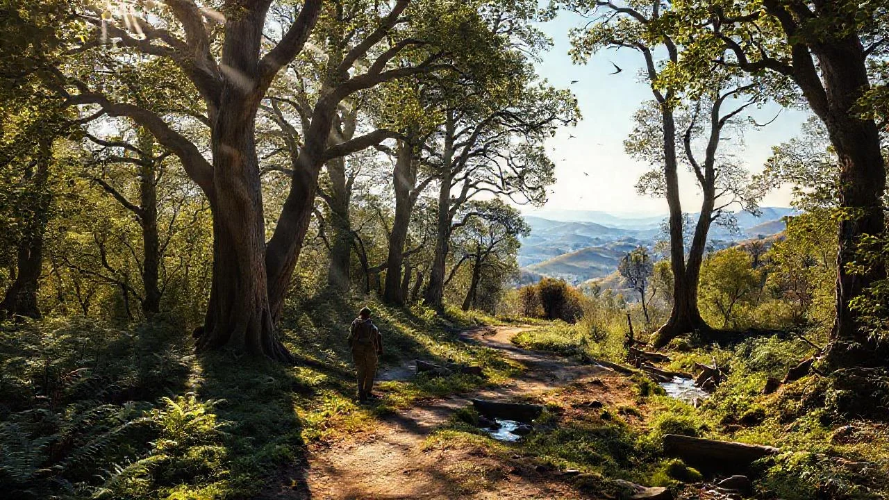Un caminante solitario explora la naturaleza