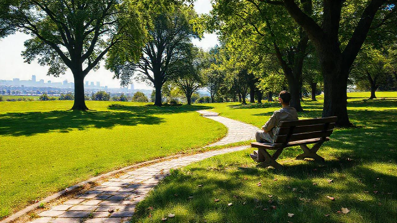 Un parque sereno, luz y quietud