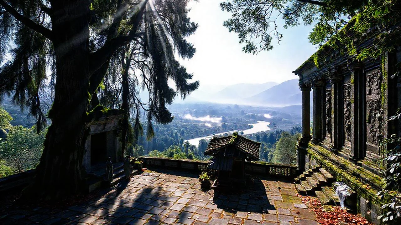 Un templo antiguo se revela en calma