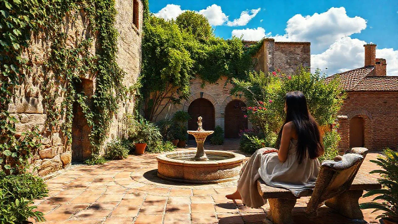 Una joven observa la quietud serena