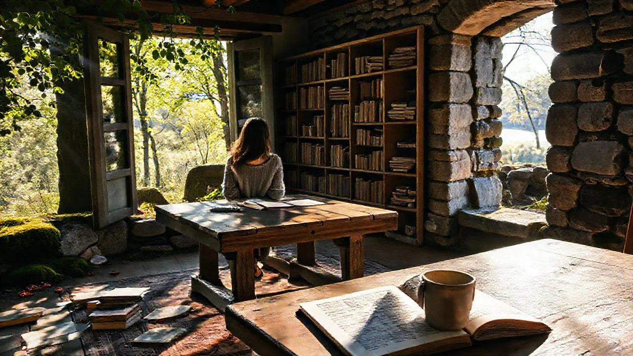 Un estudio tranquilo, iluminado por la luz