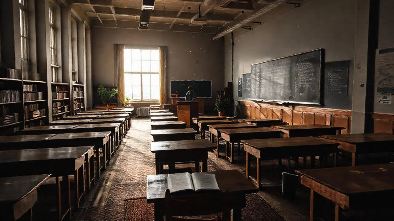 Aula tranquila, aprendizaje silencioso y luz tenue