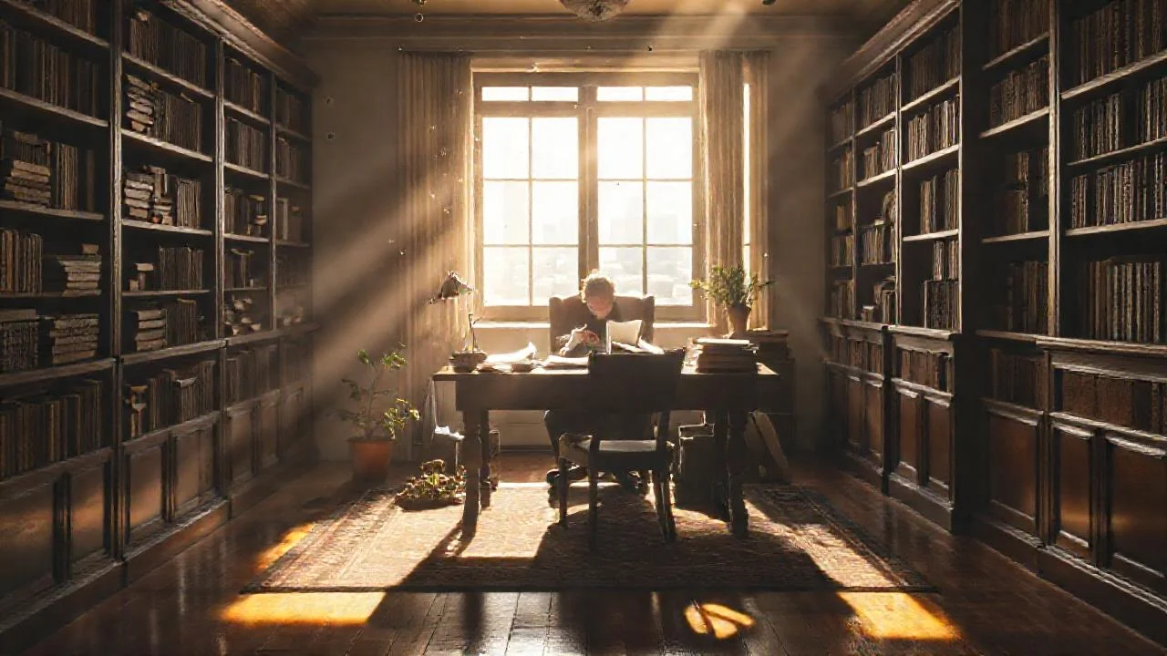 Un estudio tranquilo, iluminado y sereno