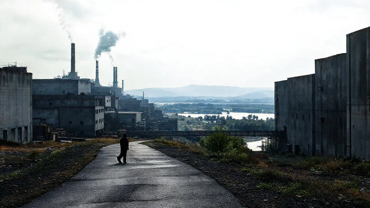 Un paisaje industrial desolado y silencioso