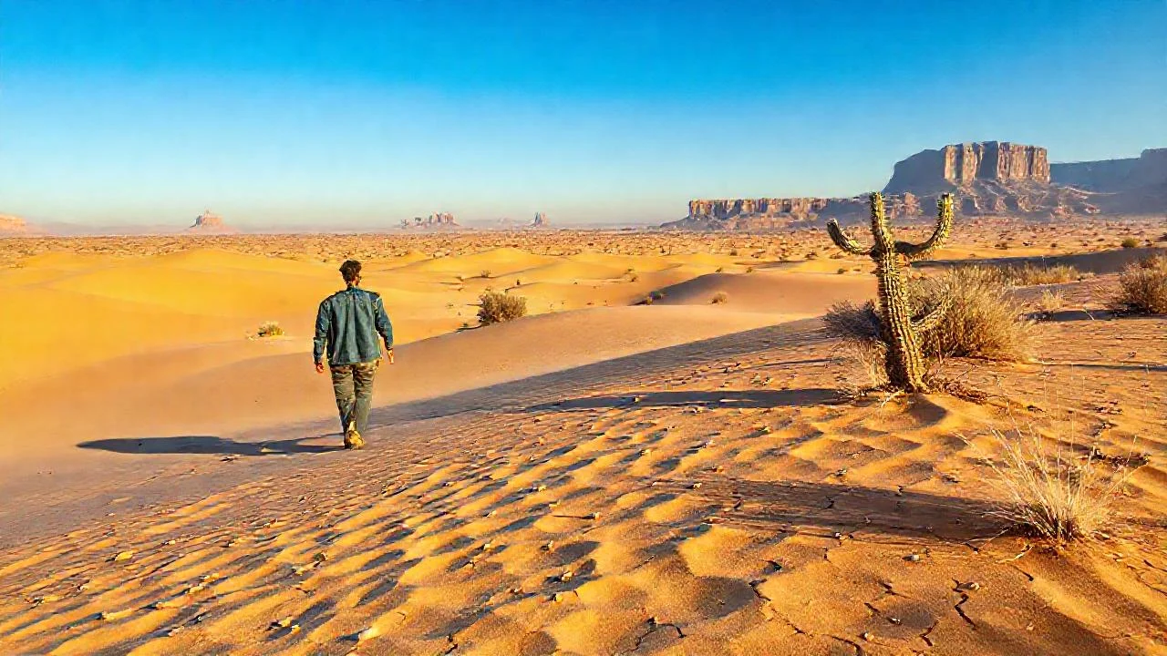 El desierto inmenso y silencioso se extiende