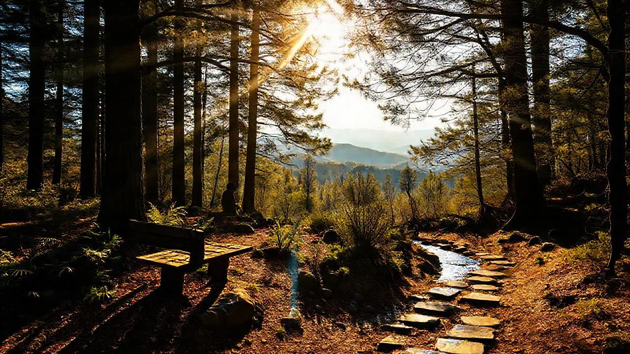 Bosque sereno, luz y sombra