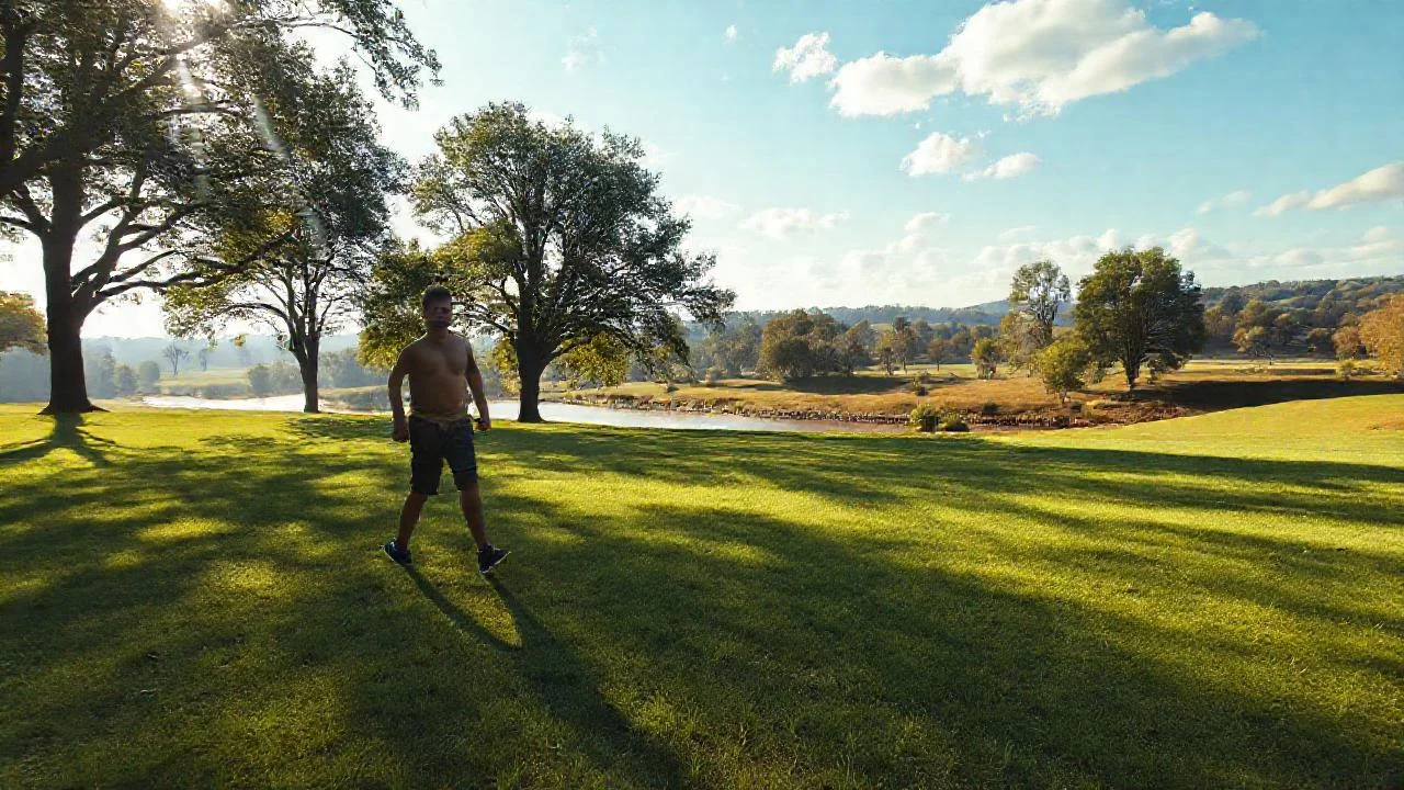Un caminante solitario disfruta un paisaje sereno