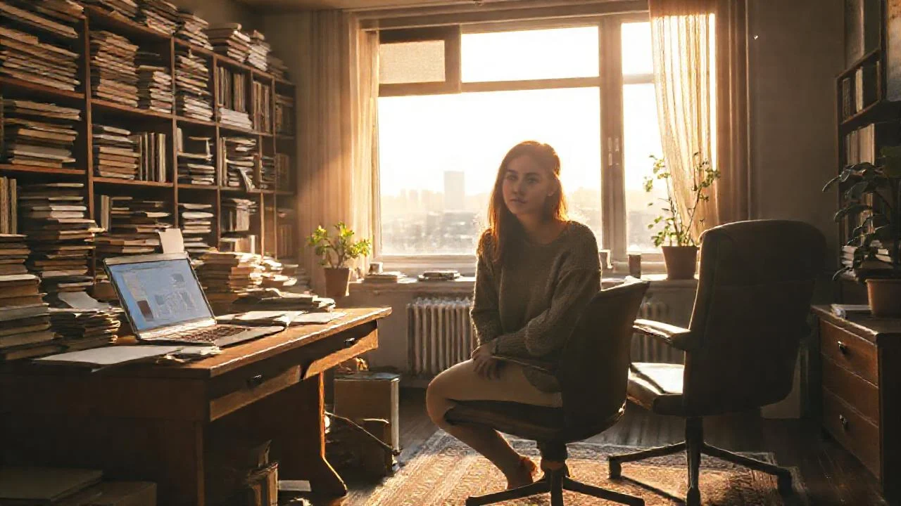 Luz cálida ilumina un estudio tranquilo