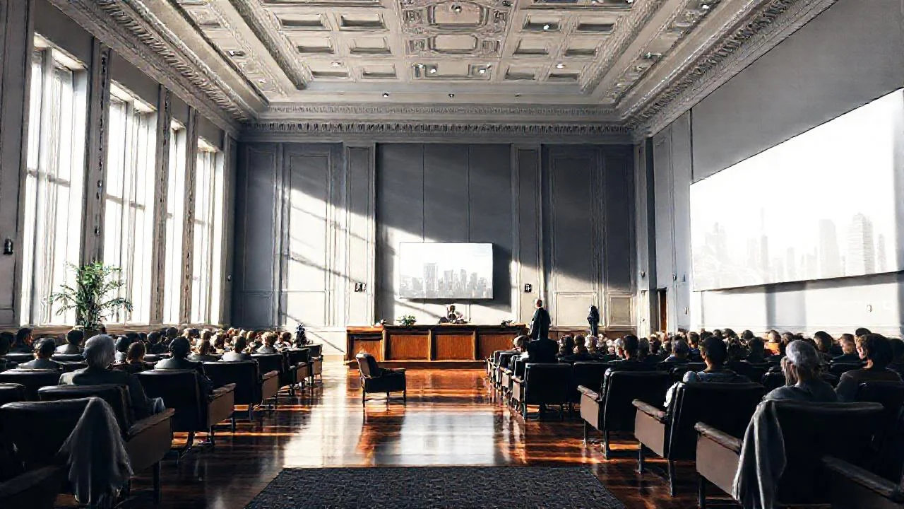 Un tribunal moderno, iluminado y silencioso