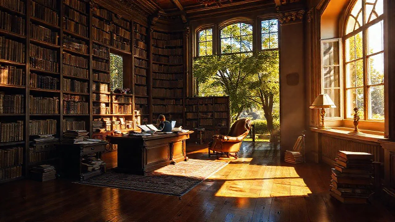 Una biblioteca tranquila y antigua