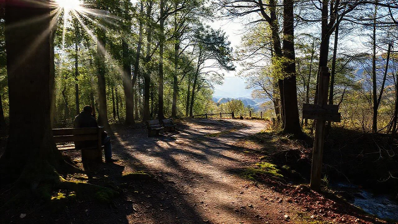 Bosque tranquilo y solitario se revela