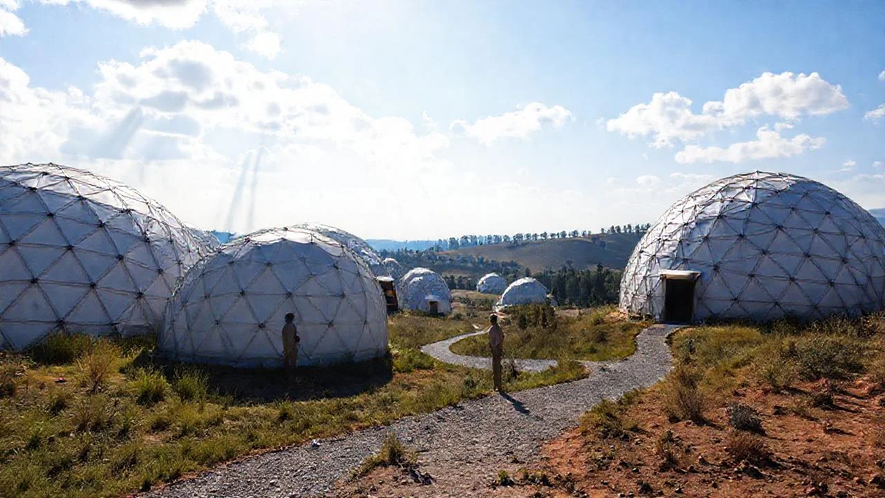 Domes y cielo crean espacio abierto