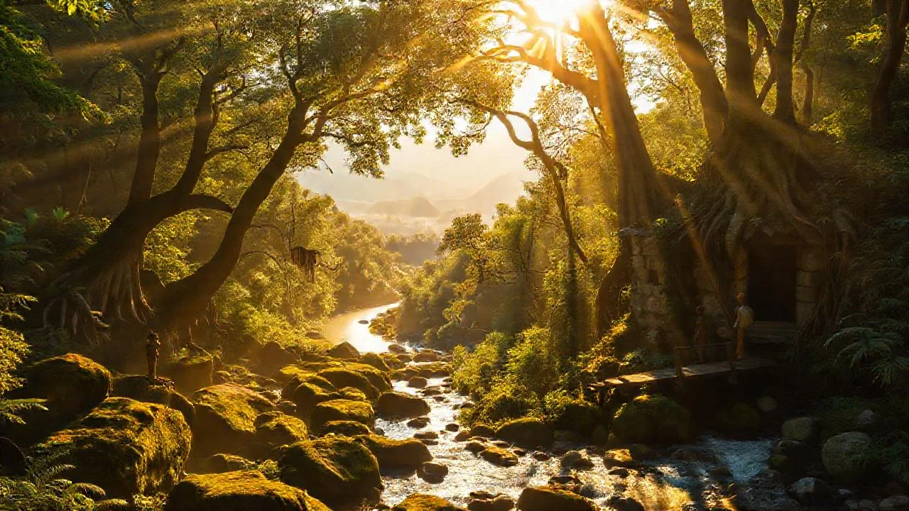 Solitaria quietud en la selva antigua