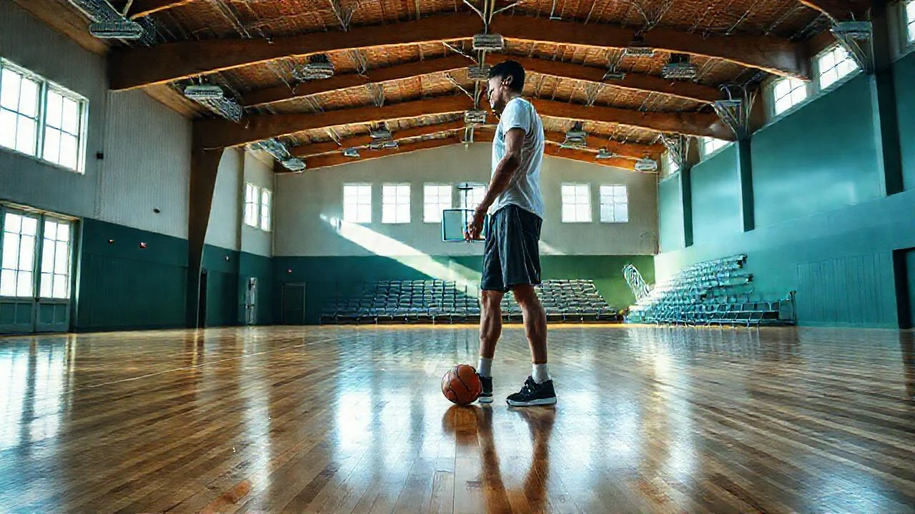 Atleta en gimnasio, luz natural y movimiento