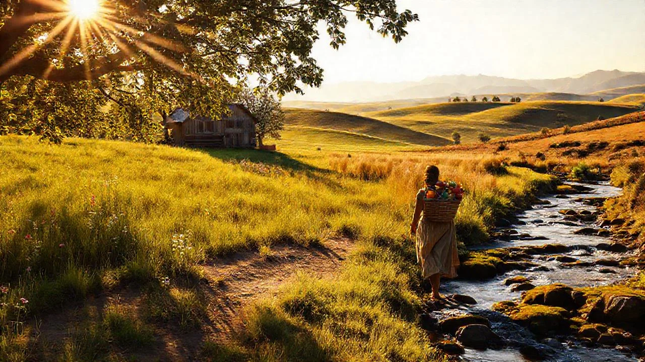 Un paisaje rural tranquilo y luminoso