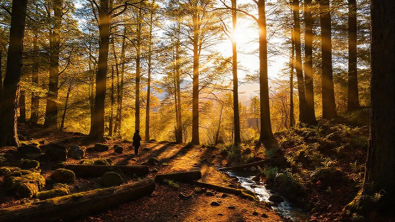 Bosque sereno y luminoso se extiende