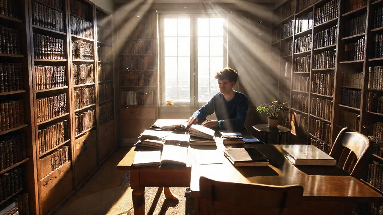 Luz ilumina un estudio, en perspectiva