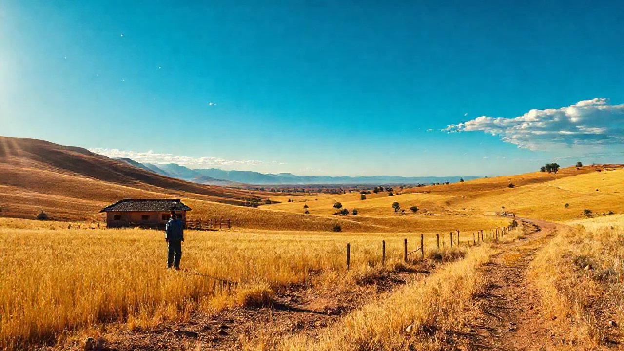 Campo dorado, quietud y horizonte lejano
