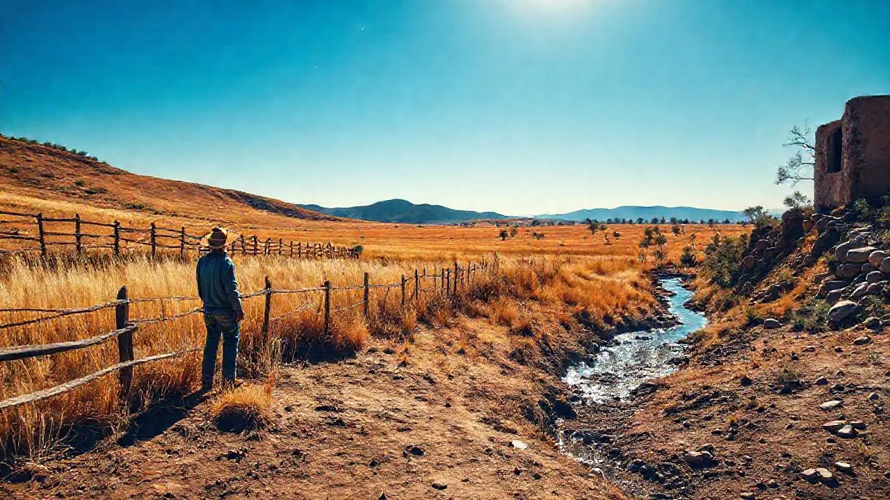Campo árido, sol y soledad