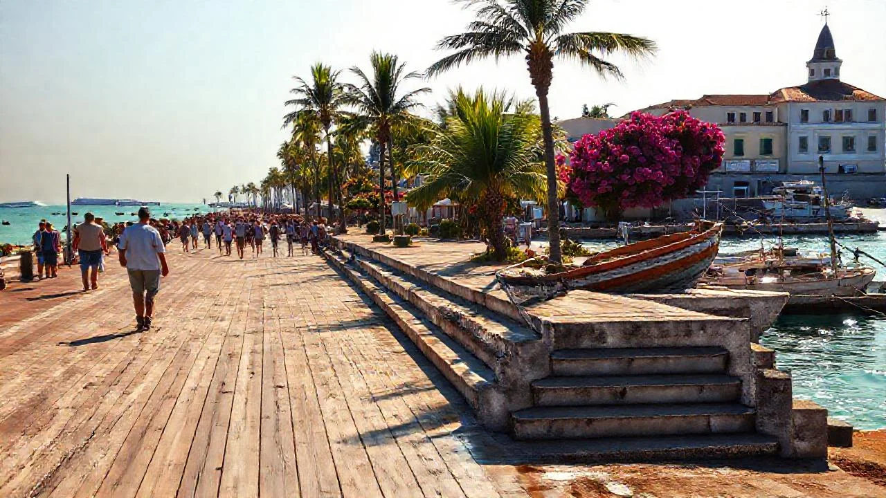 Un paseo soleado y tranquilo al mar