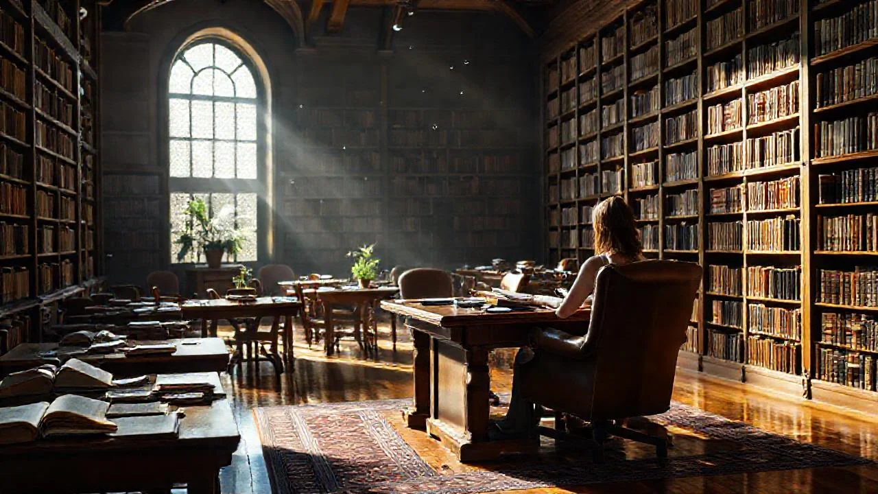 Biblioteca académica, calma y estudio