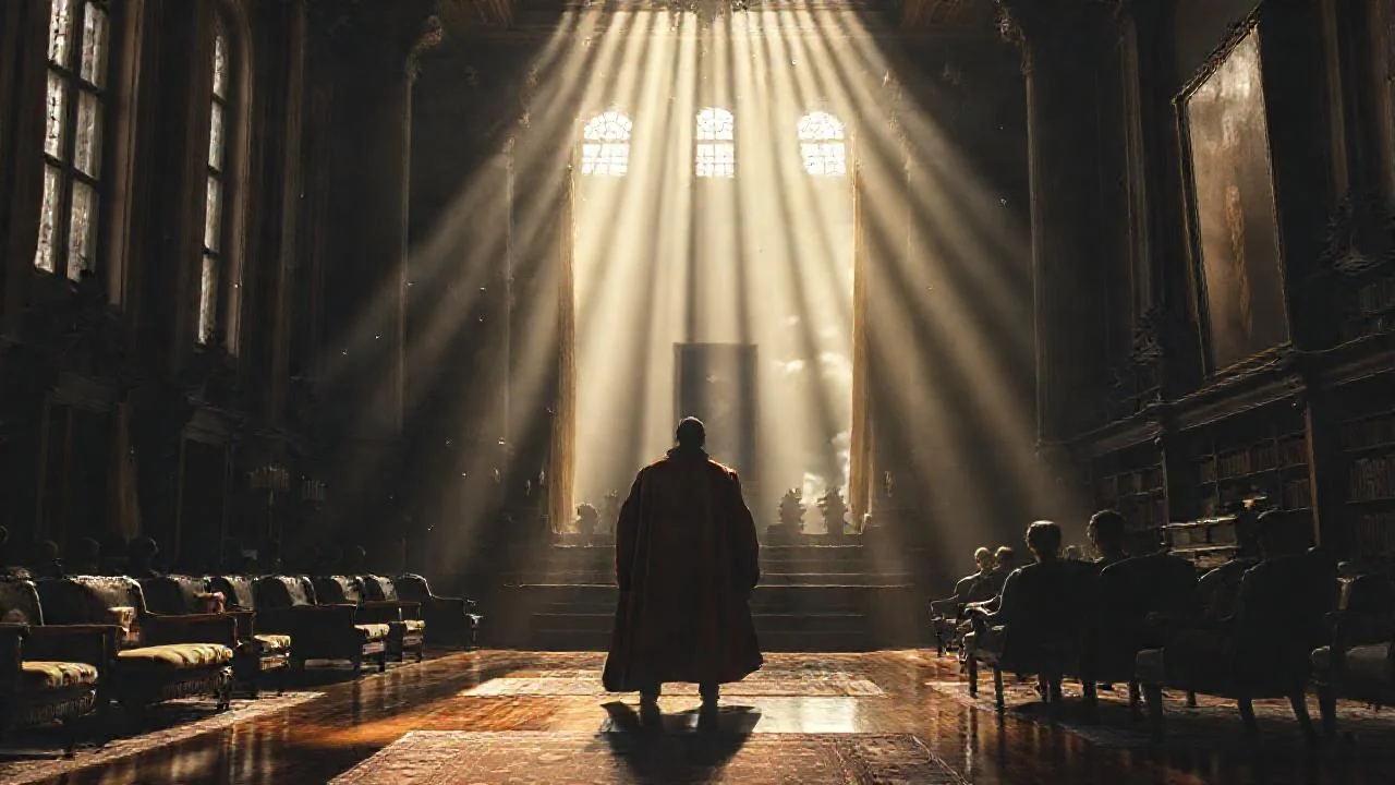 Un salón majestuoso refleja la luz tenue