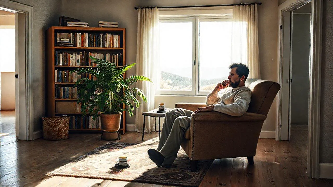 Un hombre observa el tiempo en quietud